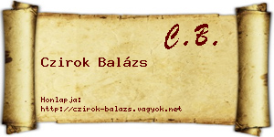 Czirok Balázs névjegykártya
