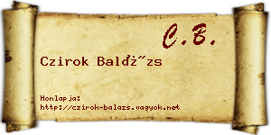 Czirok Balázs névjegykártya